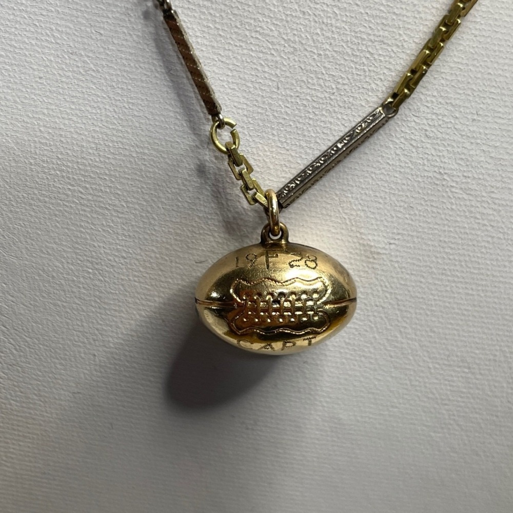Vintage Mixed Metal 14k GF 1928 Football Captain Watch Chain Necklace 26"